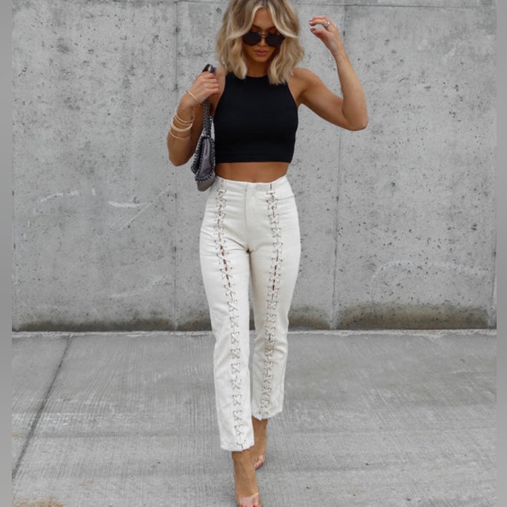 Lace Up High Rise Pants